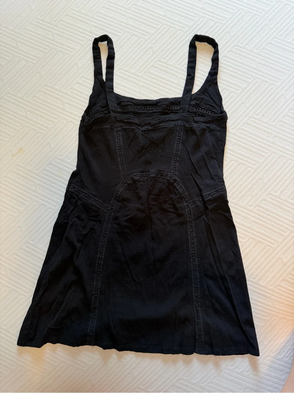 Free People Black Lace-Trim Sleeveless Top